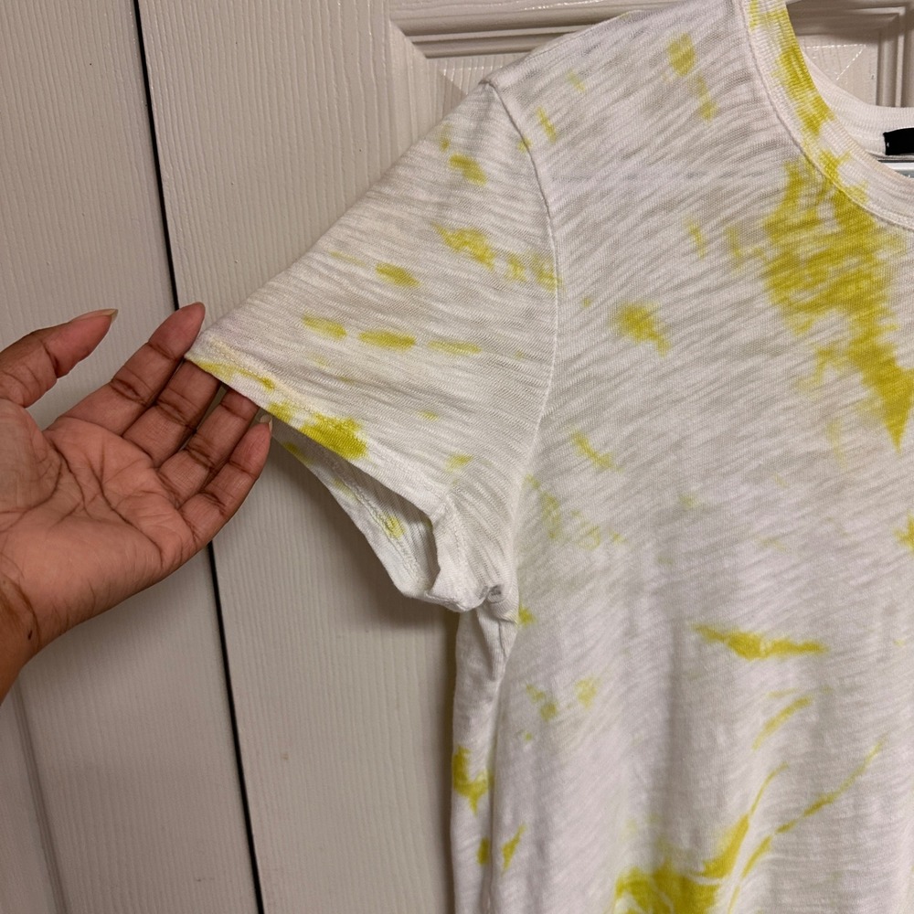 ATM Women's Slub Jersey Schoolboy Yellow Tie Dye Crew Neck Tee Size L - Picture 4 of 9